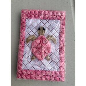 NWOT Handmade Handcrafted Plastic Canvas Needlepoint Embroidery Turtle Notepad